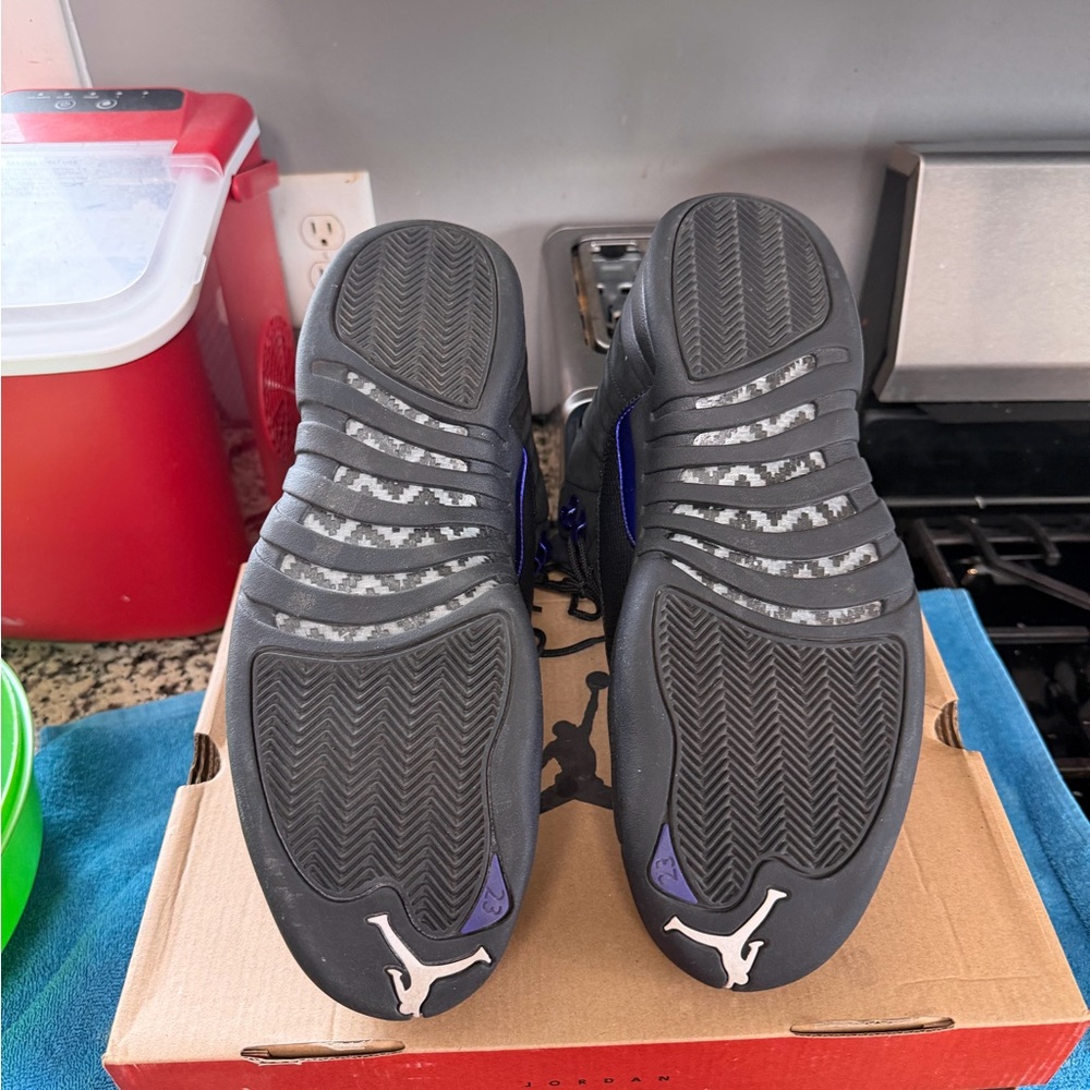 Jordan Black and Purple Athletic Shoes